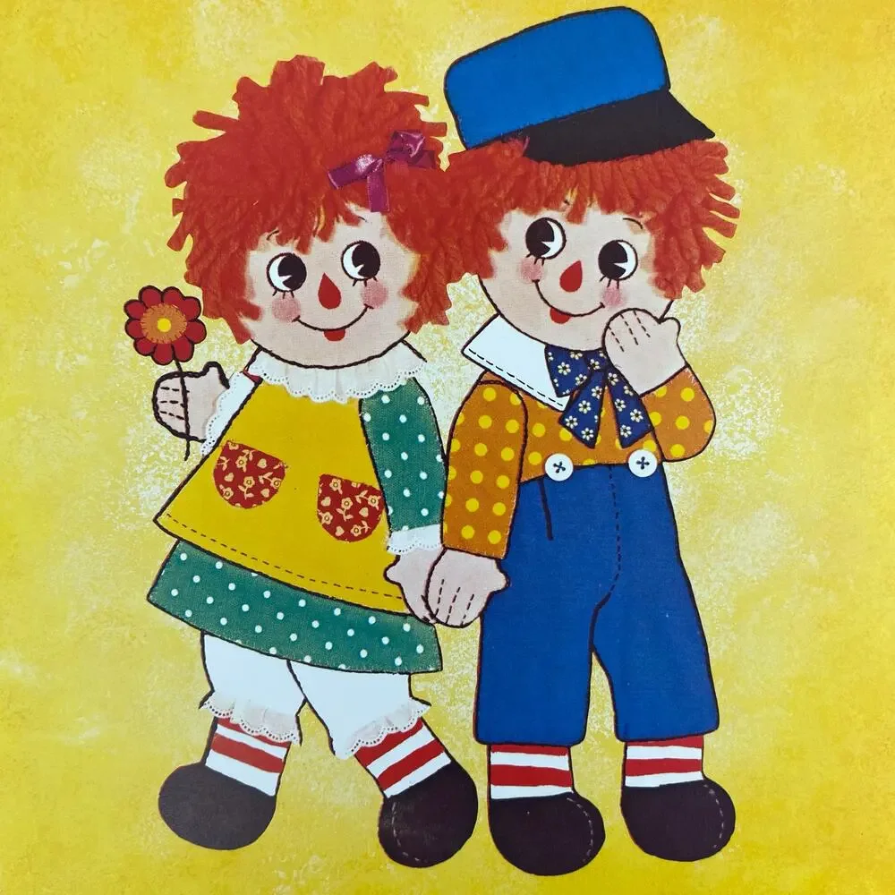 Two Vintage 70s Raggedy Ann & Andy Lithographs Nostalgic Nursery Wall Art MCM